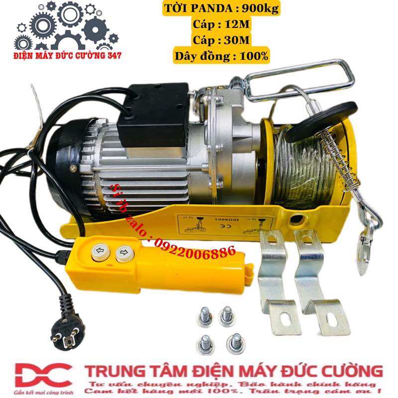 Máy tời điện 900kg - máy tời treo dây đồng 100%