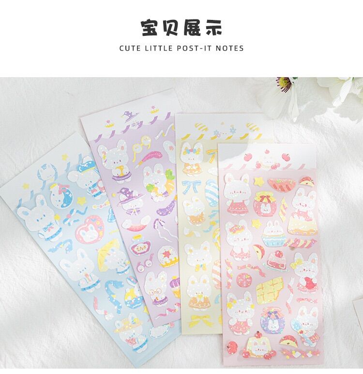 Sticker cute - Nhãn dán PVC thỏ dễ thương dùng để trang trí
