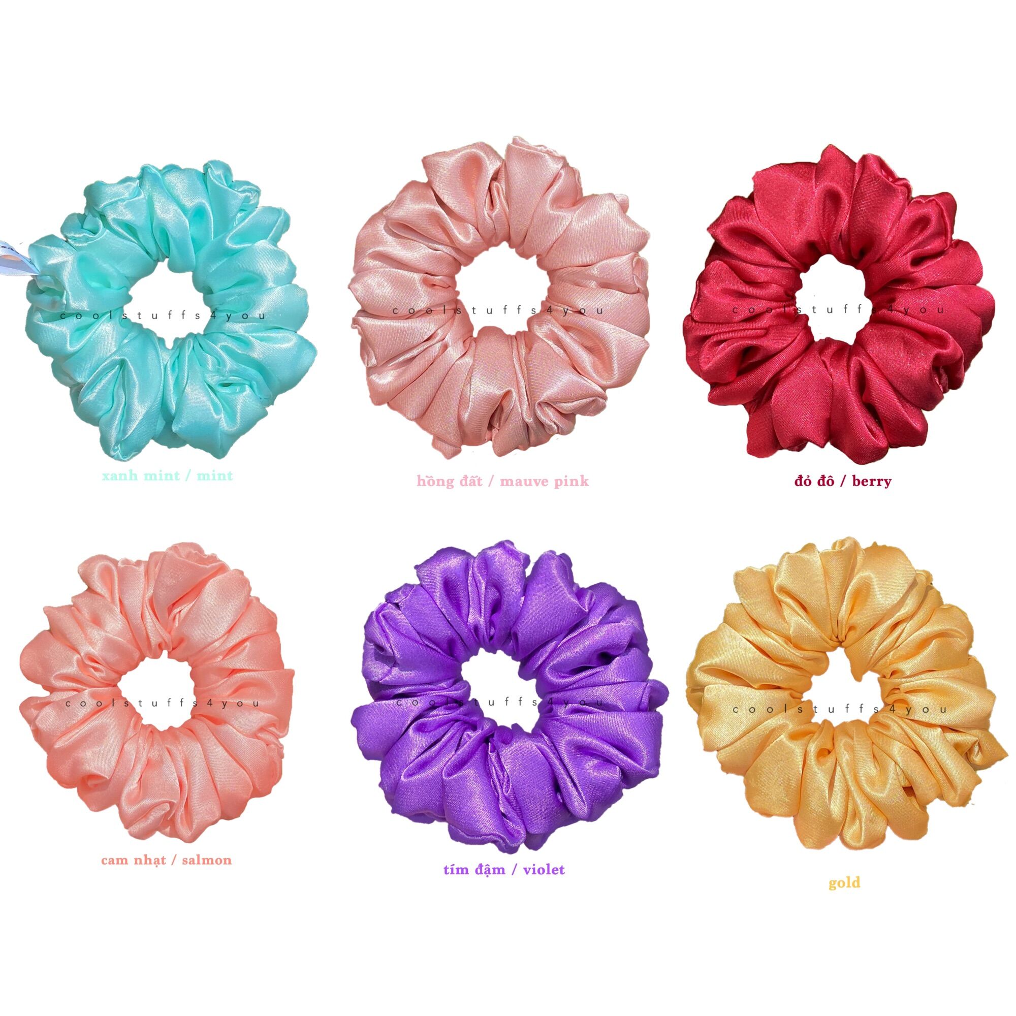 SET 6 SẢN PHẨM : scrunchies lụa size thường @coolstuffs4you