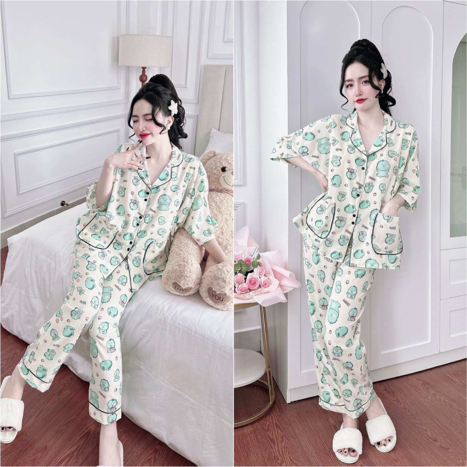 (Bigsize 50-110kg) - Đồ bộ mặc nhà Lụa Nhật/Lụa Maingô cao cấp