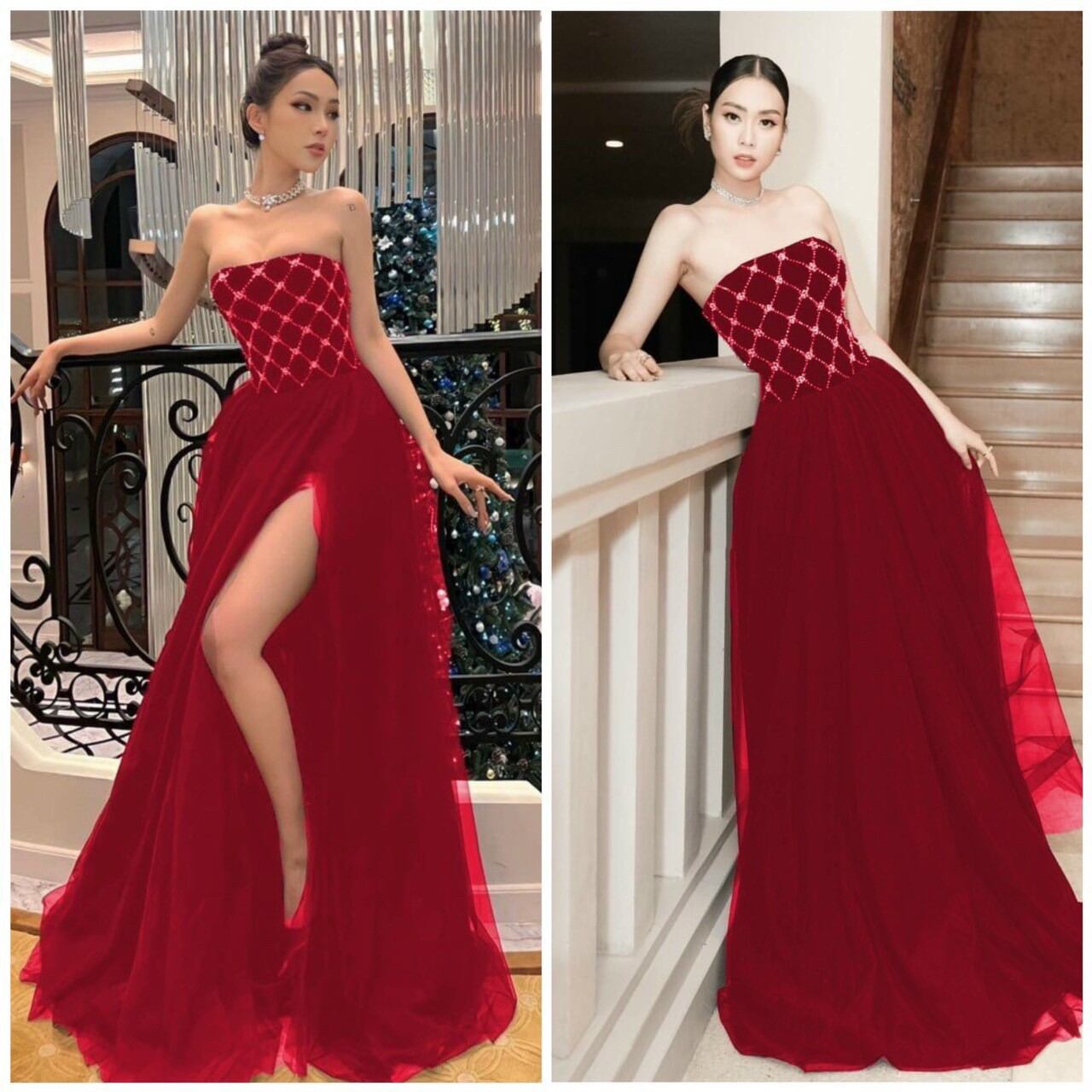 ĐẦM NHUNG 2 IN 1 CÚP NGỰC KẾT ĐÁ
