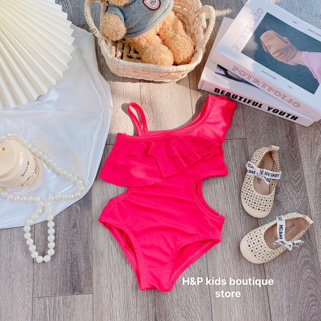 Đồ bơi bé gái kèm băng đô |bikini cho bé diện hè 4 màu