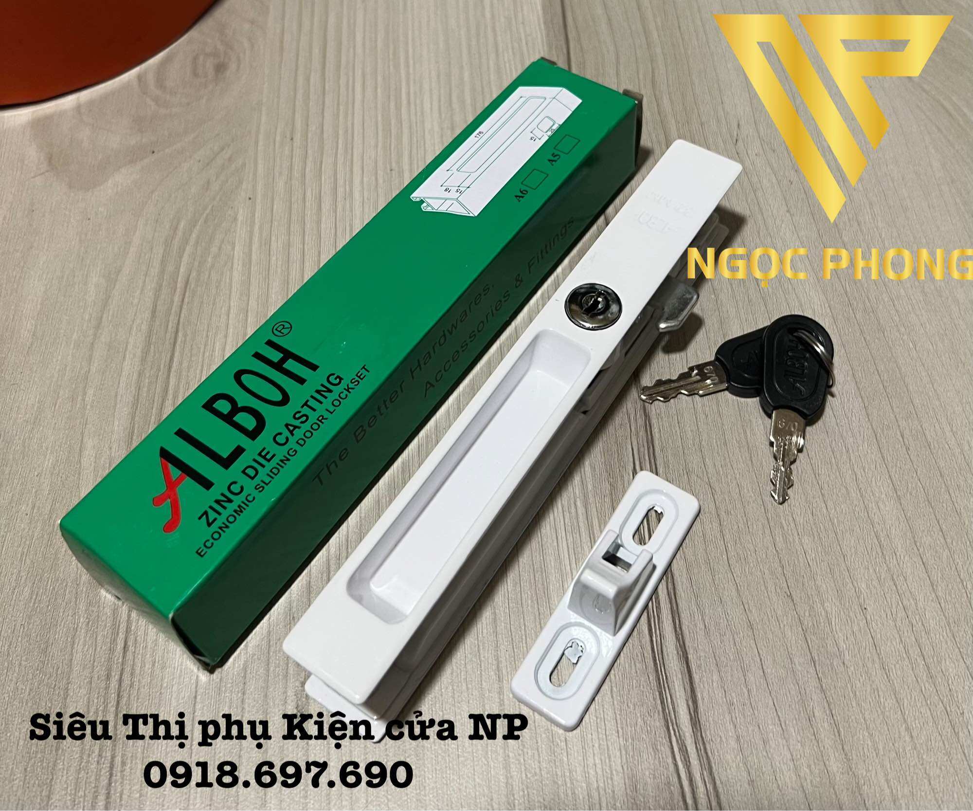 Bộ khoá TB - khoá âm gạt lên xuống cửa lùa nhôm