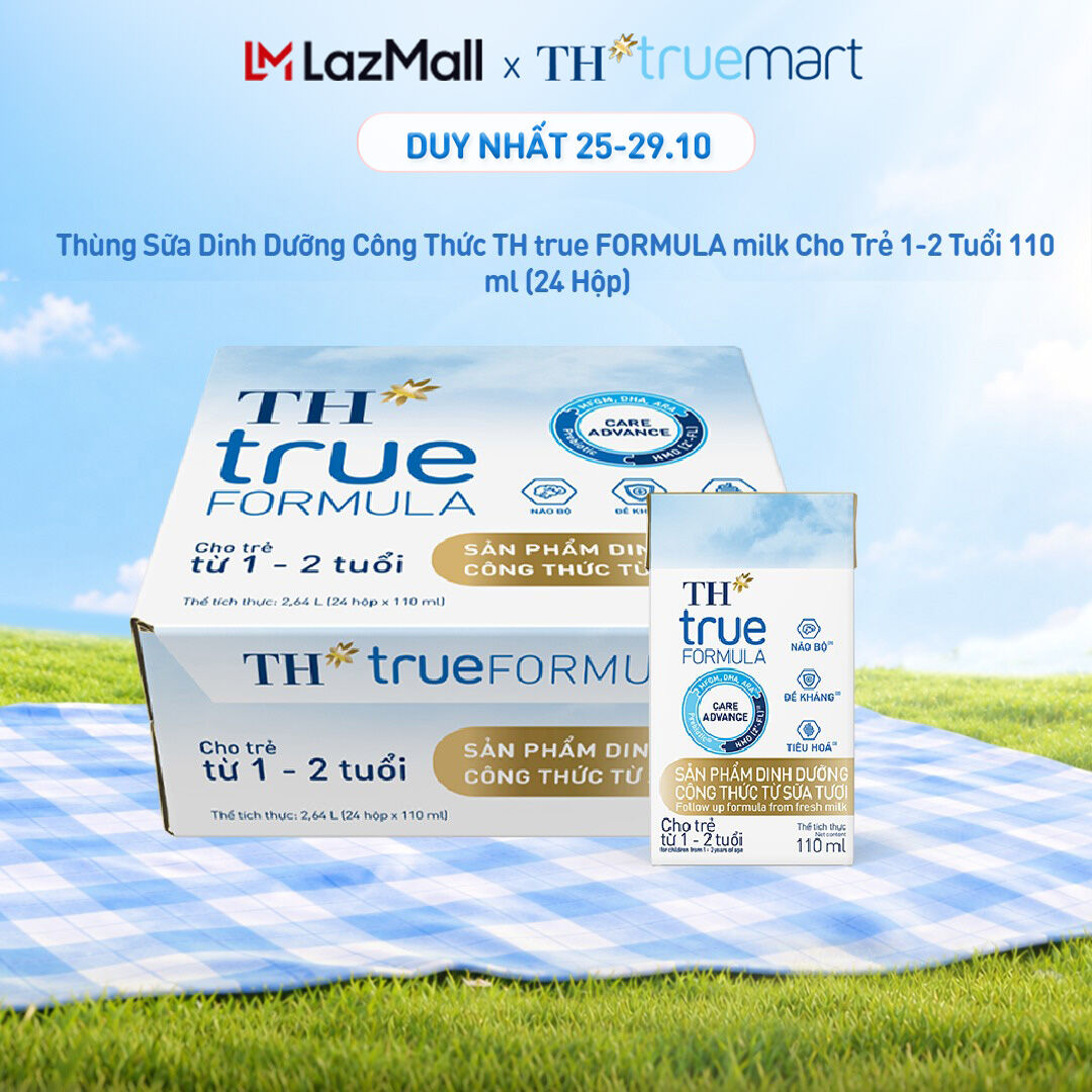 Thùng 24 hộp sản phẩm dinh dưỡng công thức từ sữa tươi cho trẻ từ 1 đến 2 tuổi TH true FORMULA 110 ml (110 ml x 24)