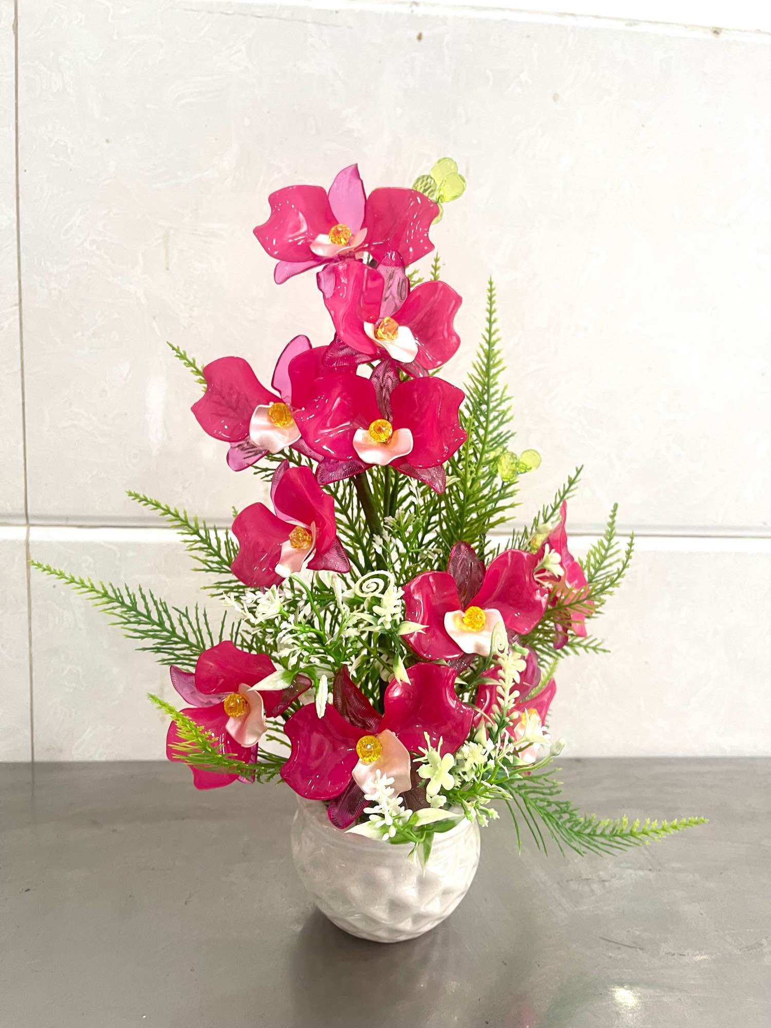 Chậu hoa pha lê cắm sẵn cao 30cm