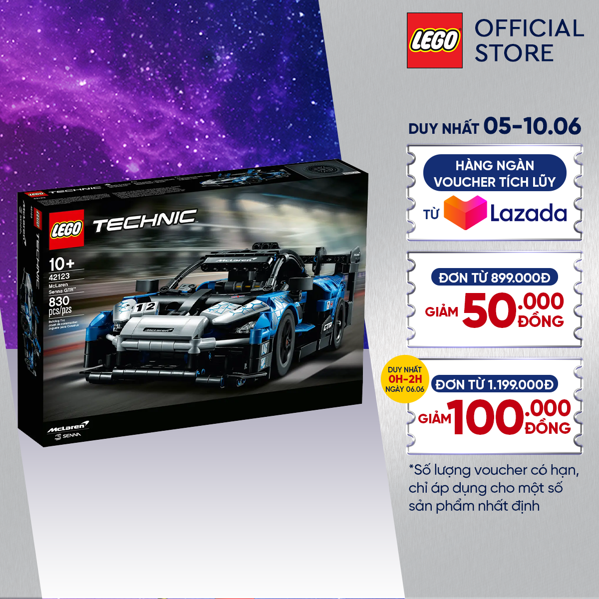 LEGO TECHNIC 42123 Đồ Chơi Lắp Ráp Siêu Xe Mclaren Sen GTR ( 830 Chi tiết)
