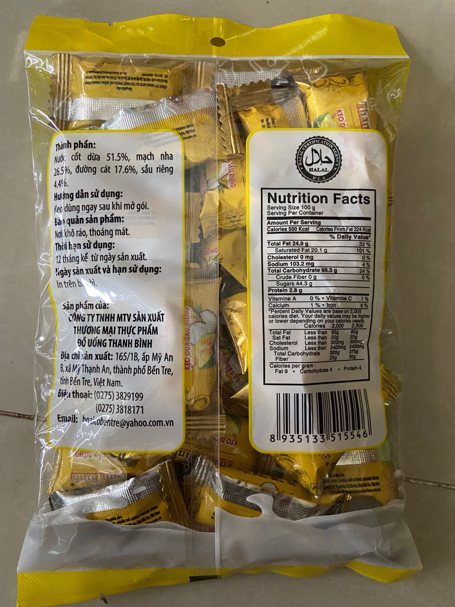 Kẹo dừa Sầu Riêng túi 150g
