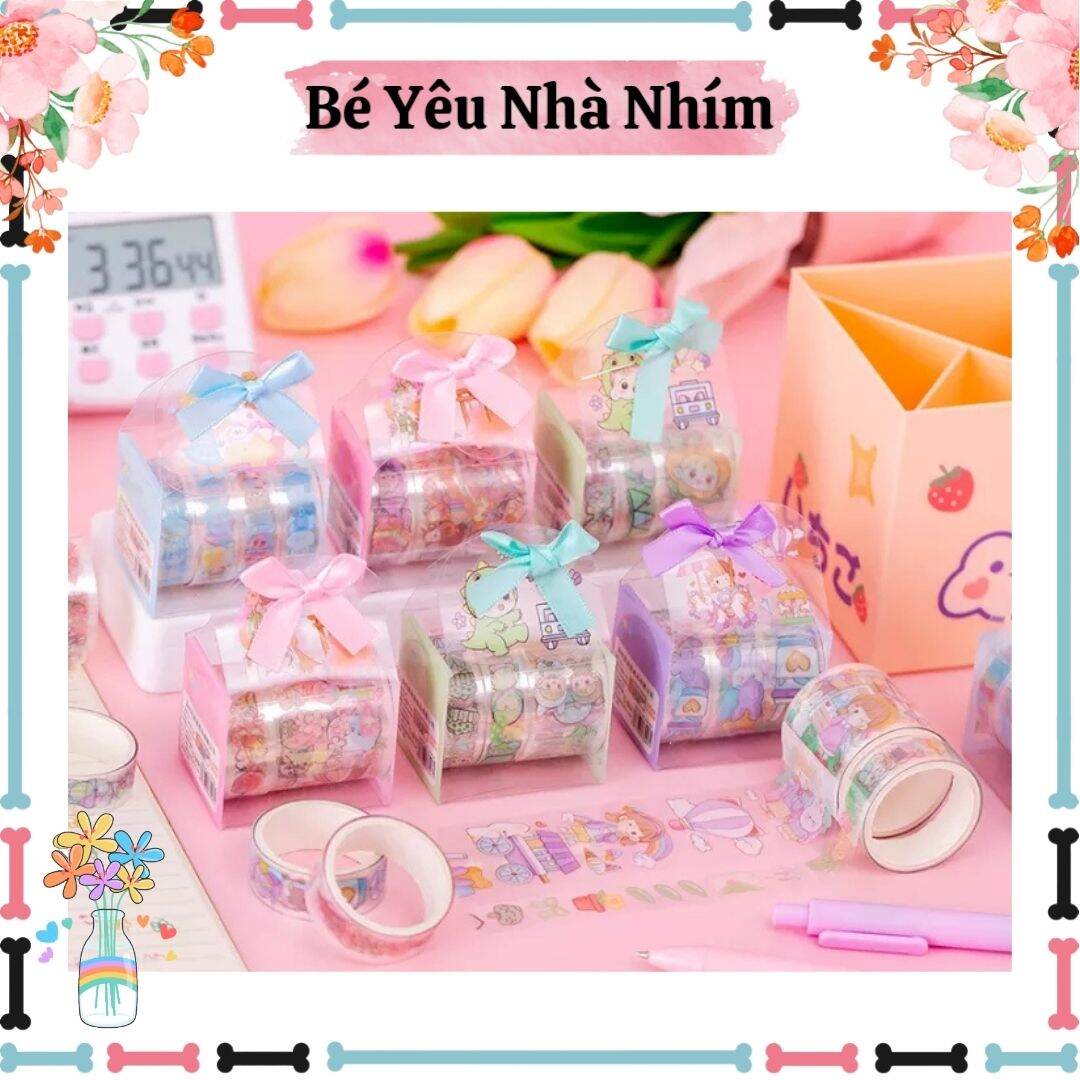 Băng keo washi tape túi nơ cực xinh , phụ kiện trang trí sổ tay , quà tặng