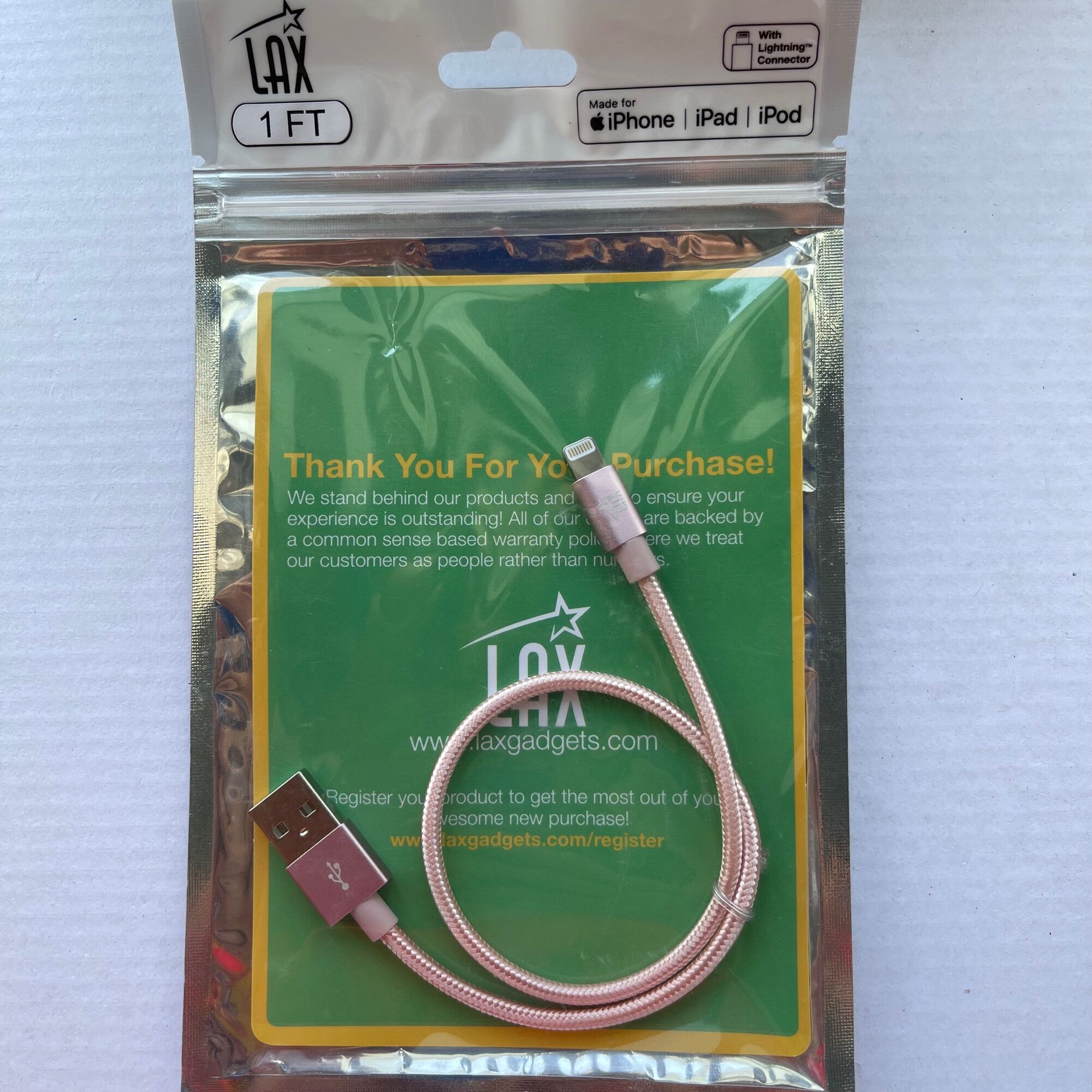 Cáp Sạc Ngắn MFi Bọc Dù LAX USB A to Lightning 38cm