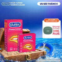 Bộ bao cao su Durex Pleasuremax gân gai, size 56mm, 1 hộp 12 bao và 1 hộp 3 bao