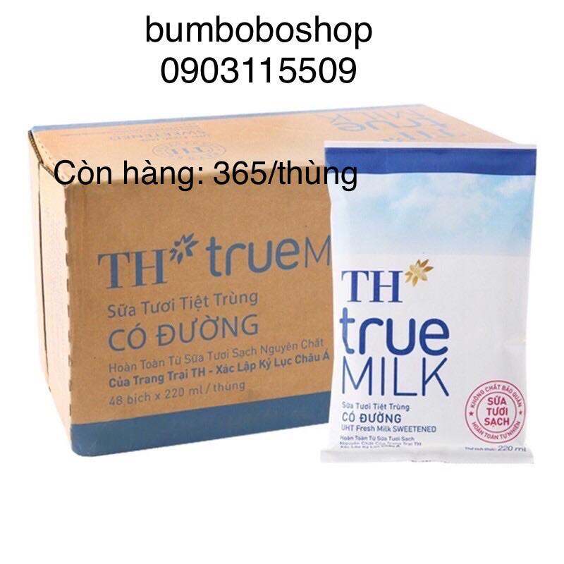 Thùng 48 bịch TH true milk có đường (220ml/bịch)