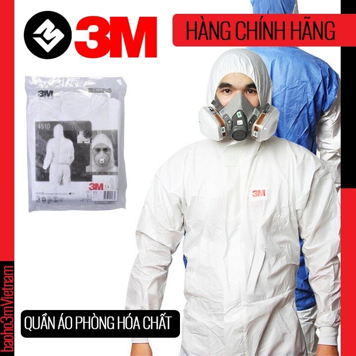3M 4510 . Bộ quần áo liền Cấp độ 4  chống hóa chất, bức xạ, phun thuốc trừ sâu.
