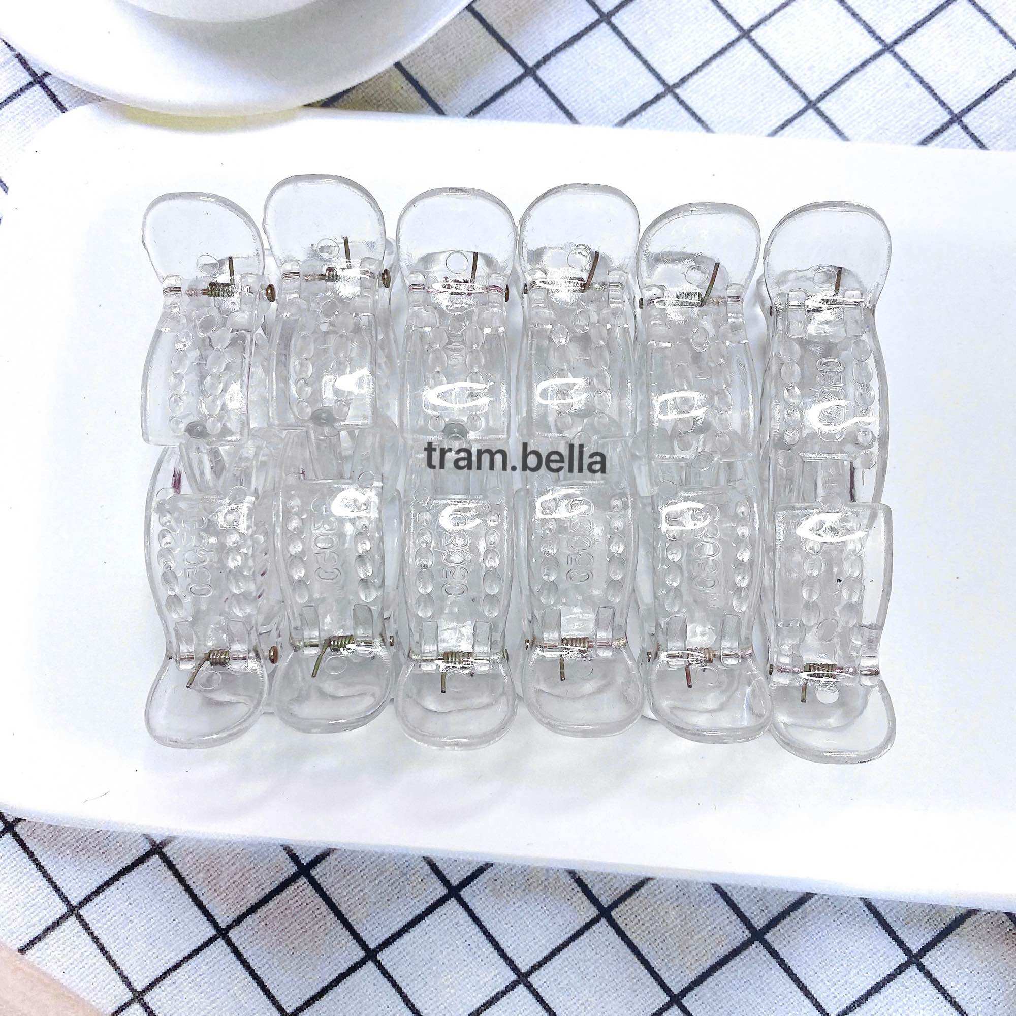 Vỉ 12 kẹp tóc càng cua 5 răng 3 răng tròn trâm.bella