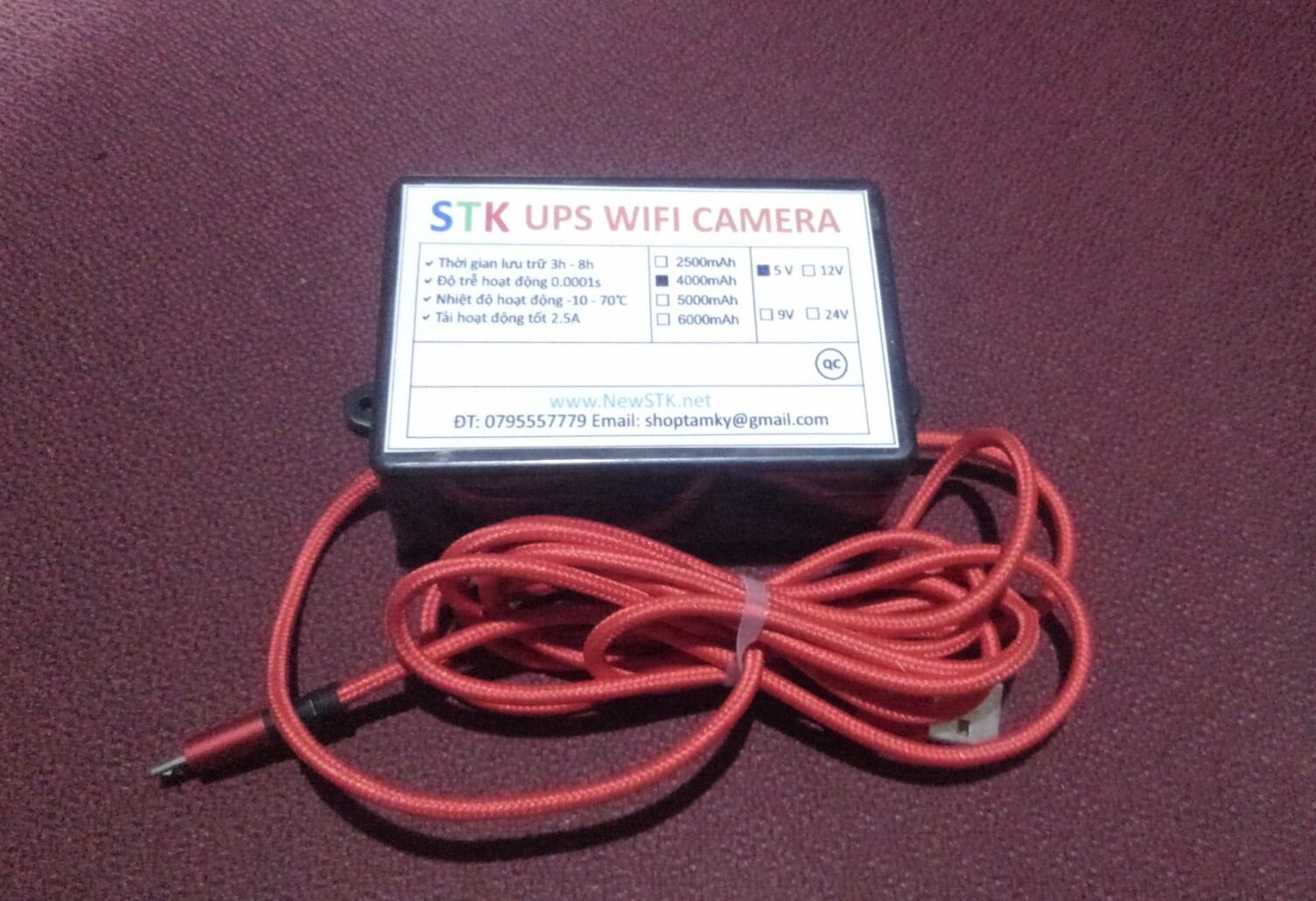UPS dự phòng 5V cho camera, wifi, bộ lưu trữ dây dài 2m