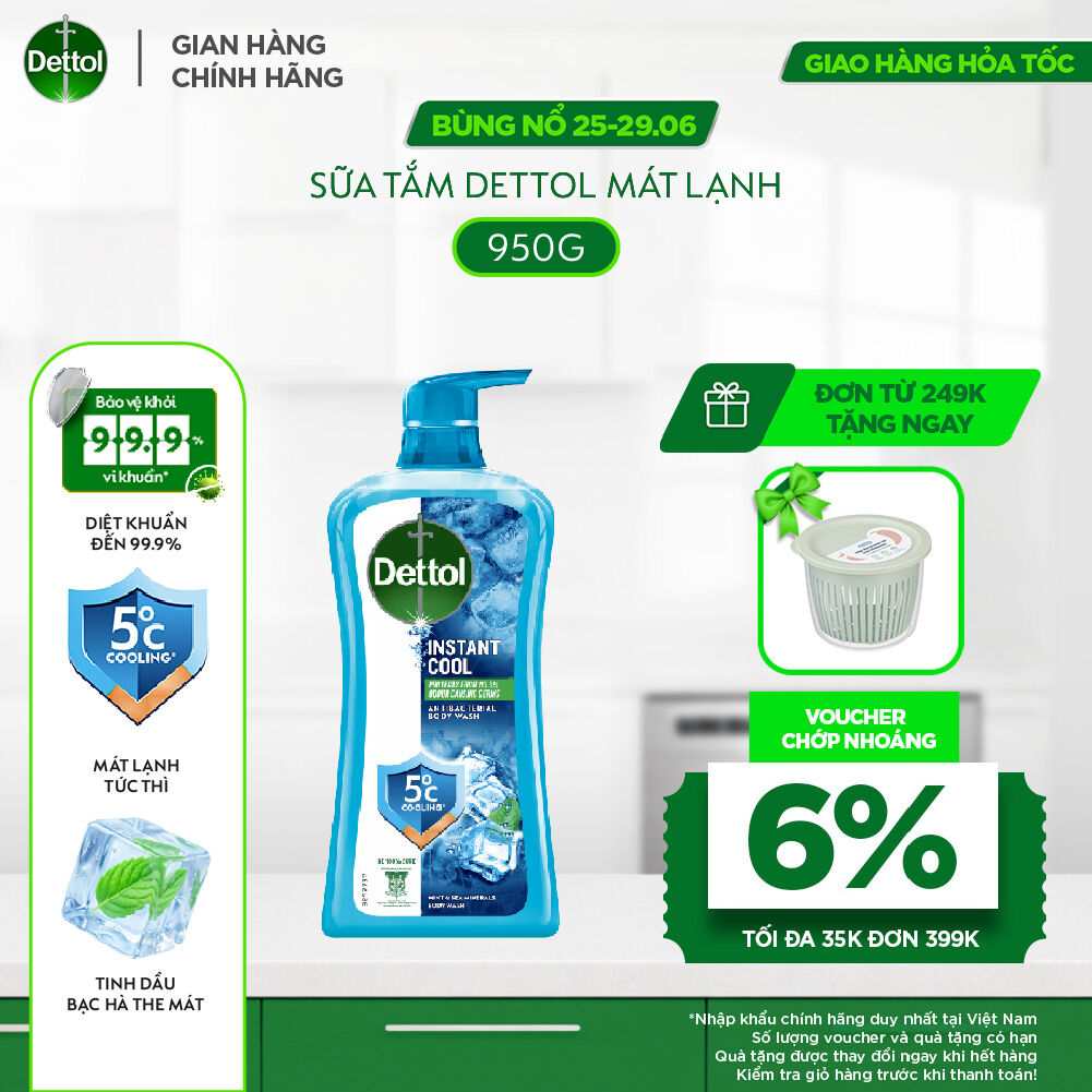 Sữa tắm Dettol Cool kháng khuẩn, mát lạnh tức thì - chai 950g