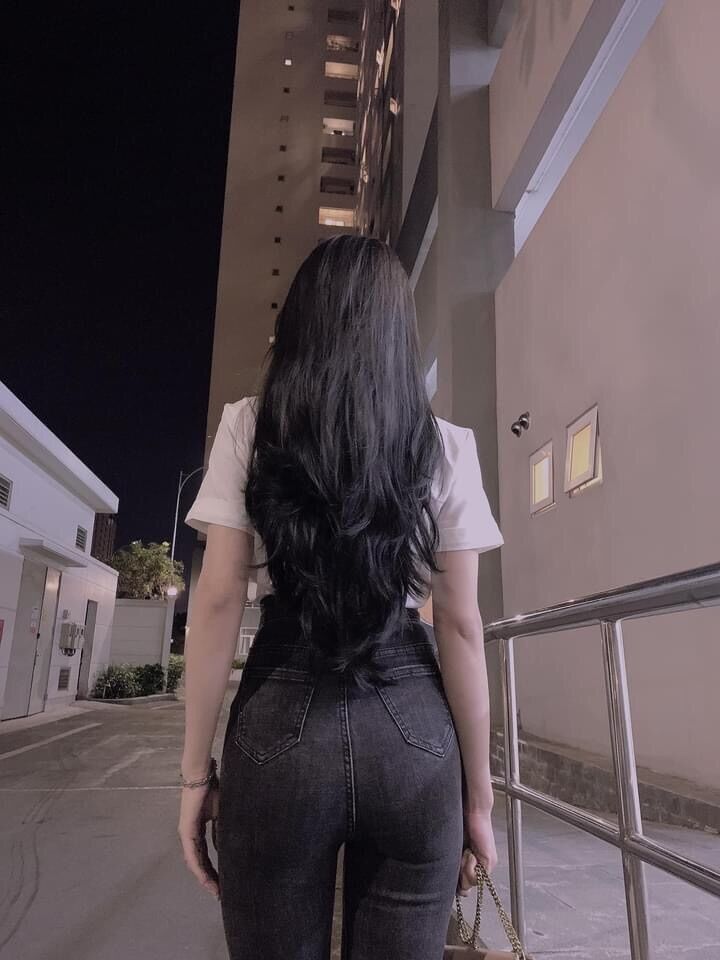 quần jean bò cạp lưng cao trơn