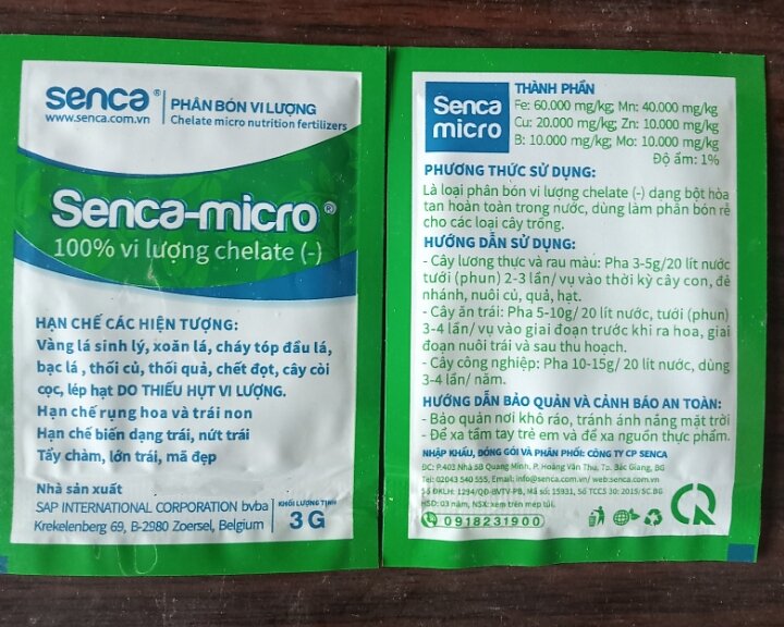 phân bón vi lượng senca micro 3g ( combo 5 gói)