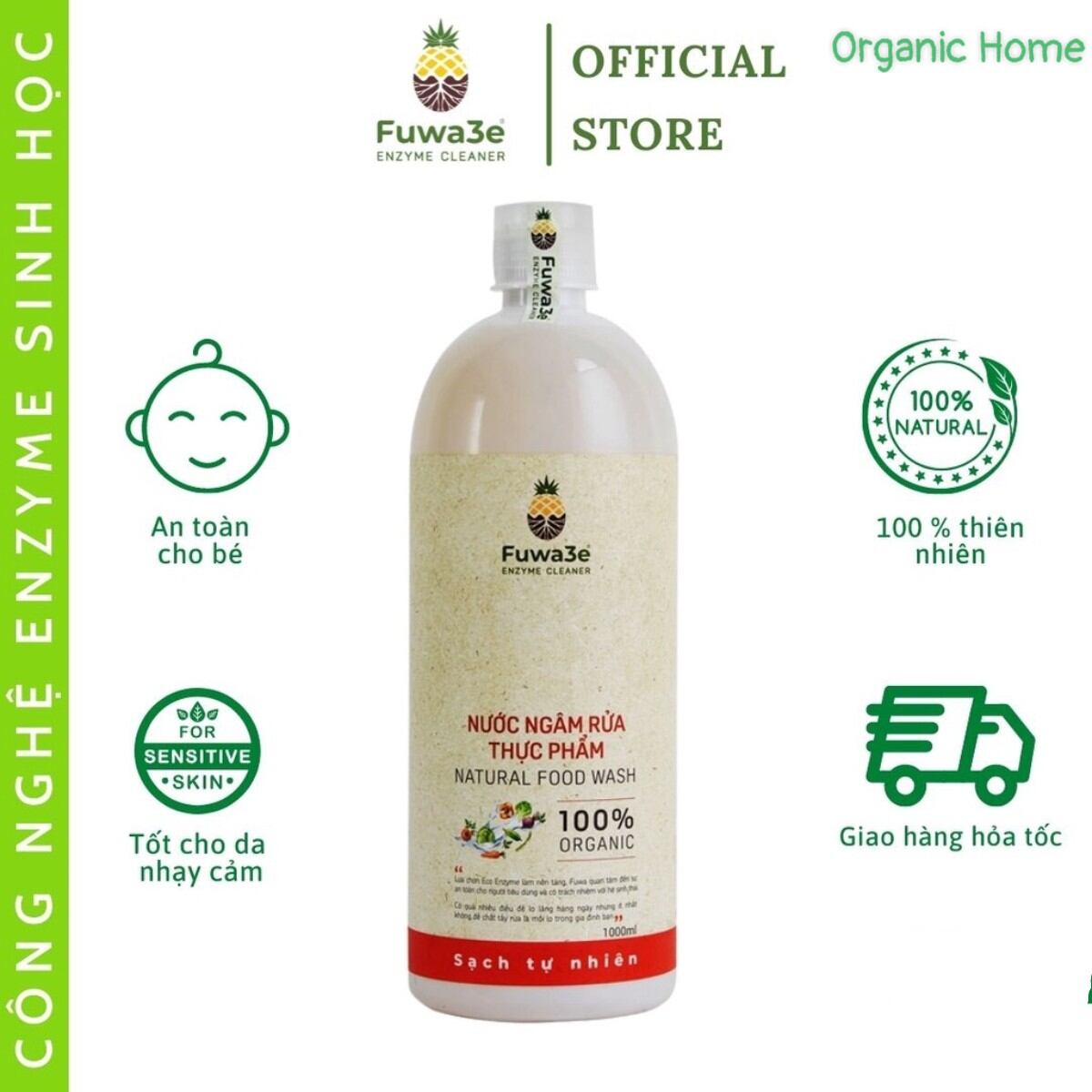 Nước Ngâm Rửa Thực Phẩm FUWA 3E -  Enzyme Sinh Học (1 lít)