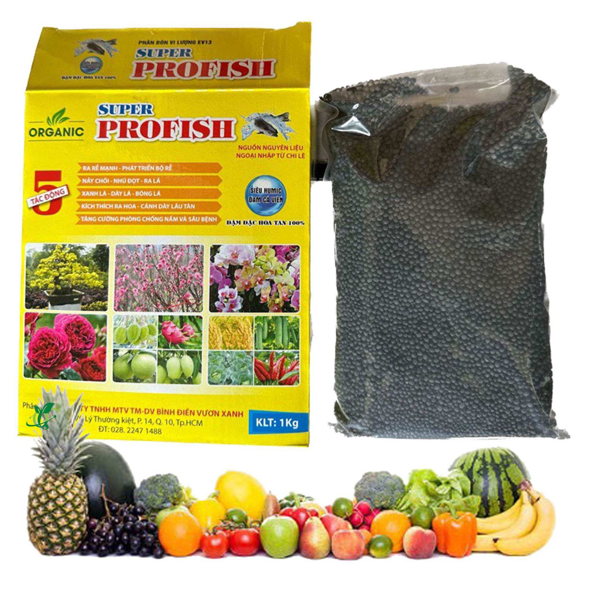 Phân Hữu Cơ Vi Sinh Super Profish, đạm cá đậm đặc dạng viên,hộp 1kg