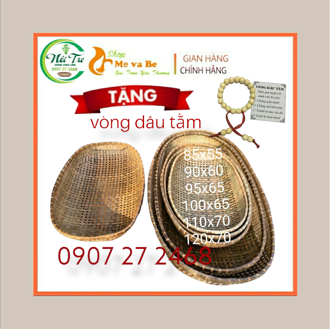 Nôi tre nằm võng size đại 120x70cm kèm phụ kiện