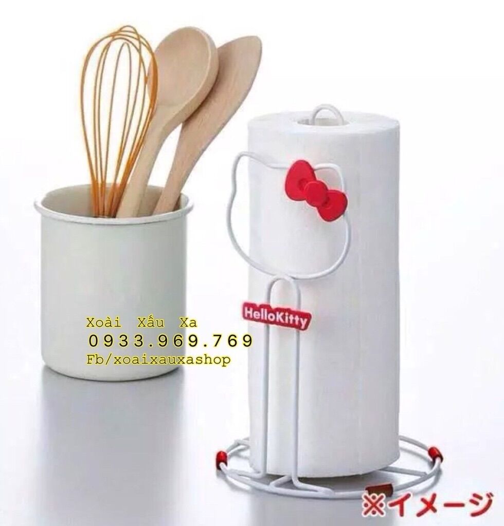 Khung sắt trụ cắm khăn giấy nhà bếp hình hello kitty Sanrio hàng sưu tầm trang trí đẹp
