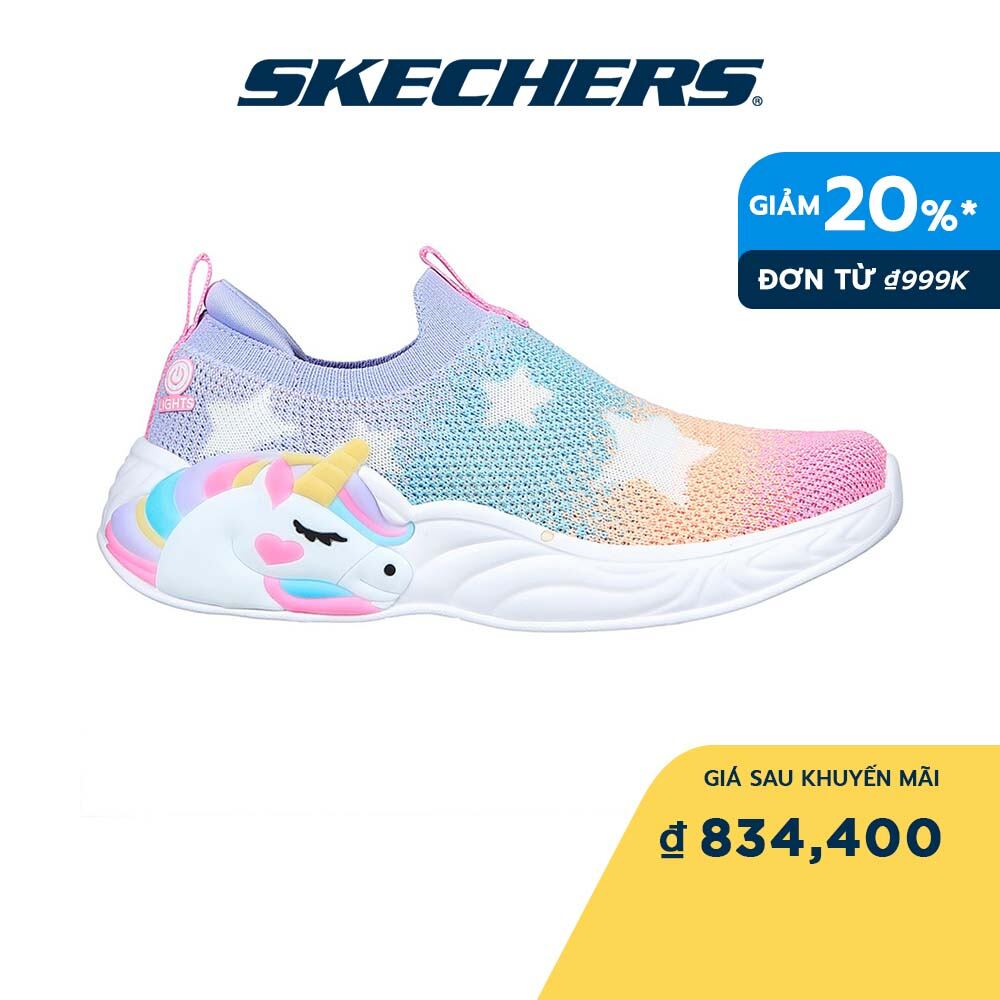 Skechers Bé Gái Giày Thể Thao Thường Ngày, Đi Học S-Lights Unicorn Dreams Sherbert Stars Air-Cooled Memory Foam Bio-Dri, Lights, Magical Collection, On/Off Button, Thematic - 302328L-MLT