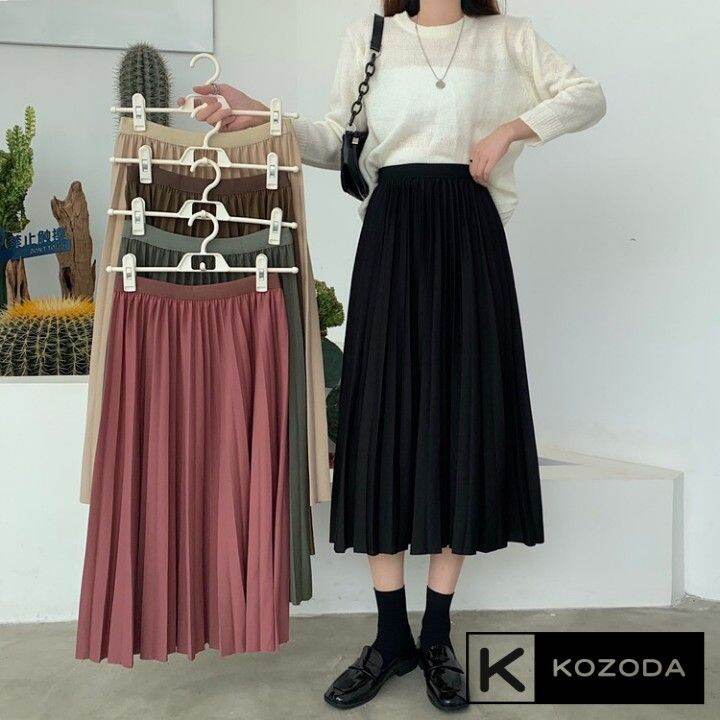 Chân váy xoè xếp li dáng dài