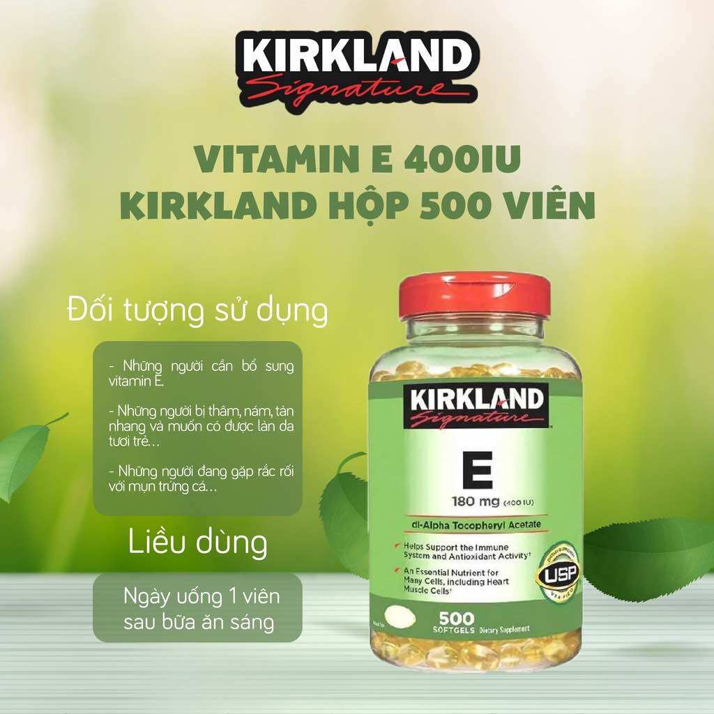 [Hàng Chính Hãng] Vitamin E Kirkland Mỹ Hủ 500 Viên