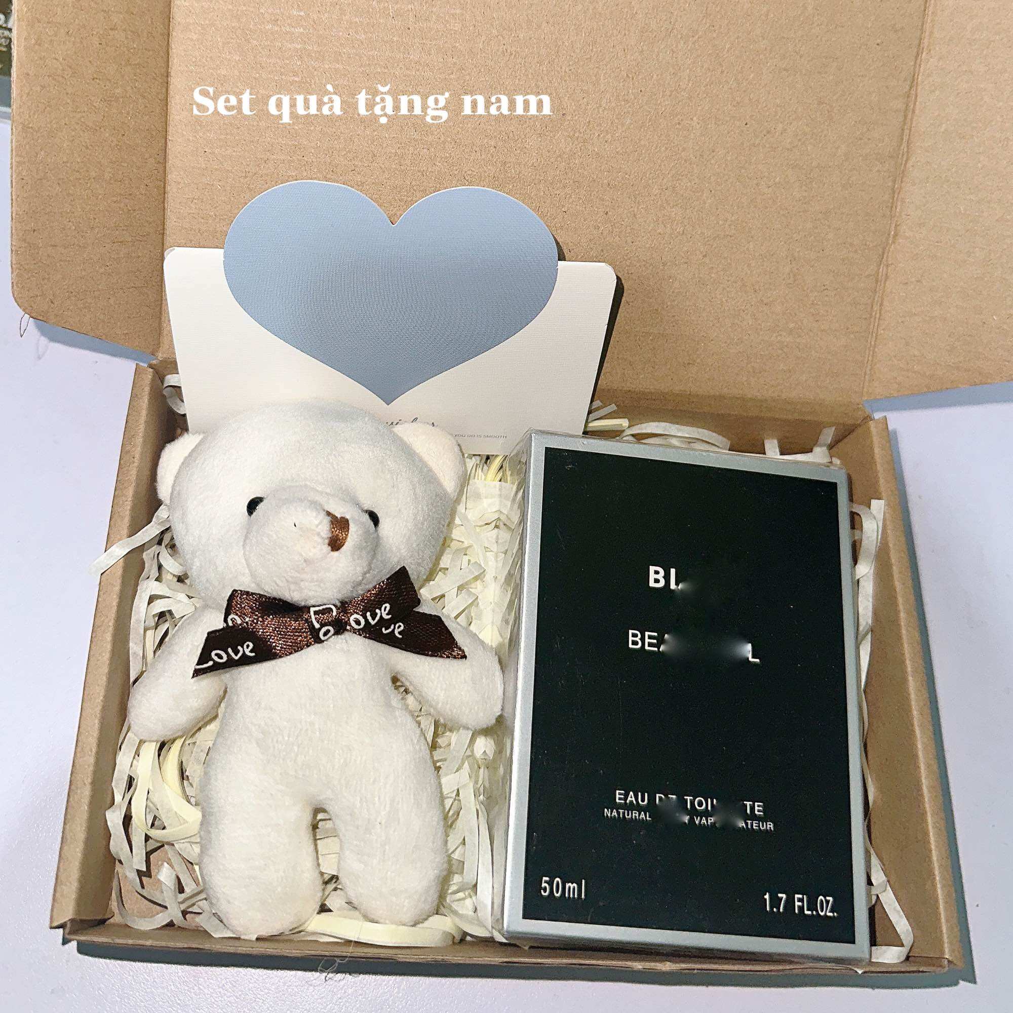 SET QUÀ TẶNG CHO NAM GỒM NƯỚC HOA GẤU VÀ THIỆP