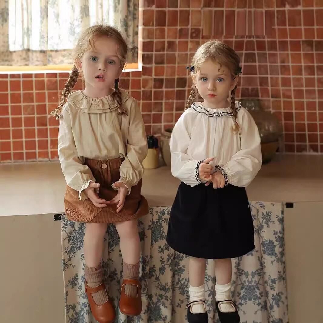 Váy Mini Nhung Kẻ Mùa Thu Đông Cho Bé Gái Váy Mini Đa Năng Phong Cách Hàn Quốc Màu Nâu Cho Trẻ Em Từ 2-12 Tuổi Váy Ngắn