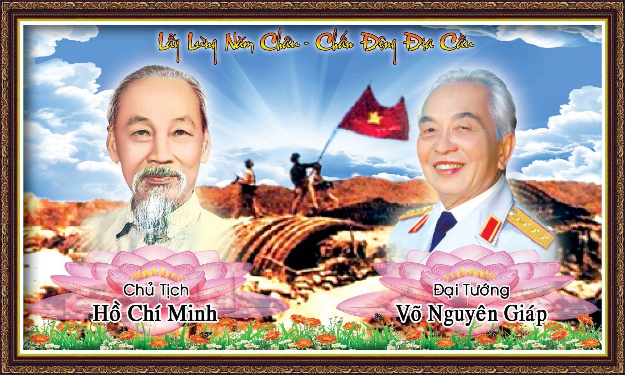 Tranh Bác Hồ Bác Giáp in bạt cao cấp sắc nét bền vĩnh cửu
