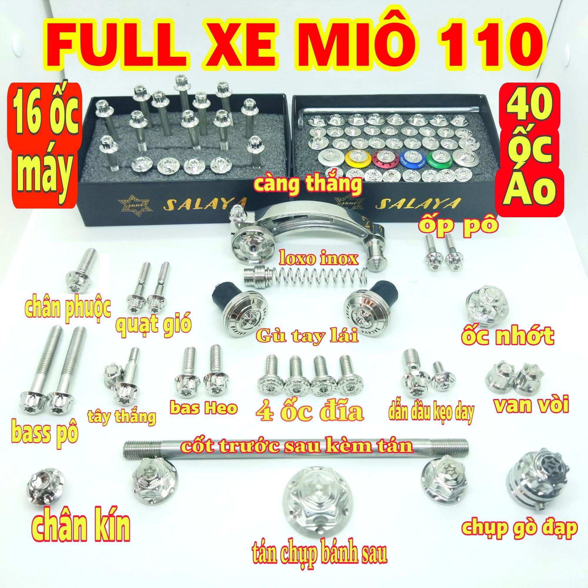 full ốc salaya inox 304 xe miô 110