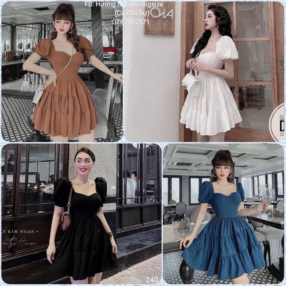 55-90kg bigsize đầm cúp tầng tay bí