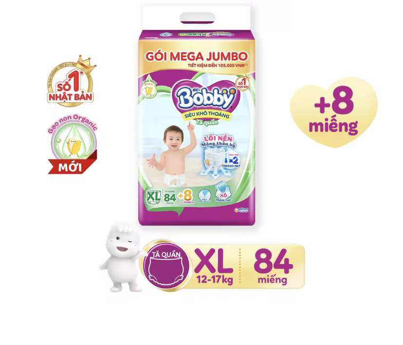 Tả quần Bobby XL84 +8 miếng gạo non mới