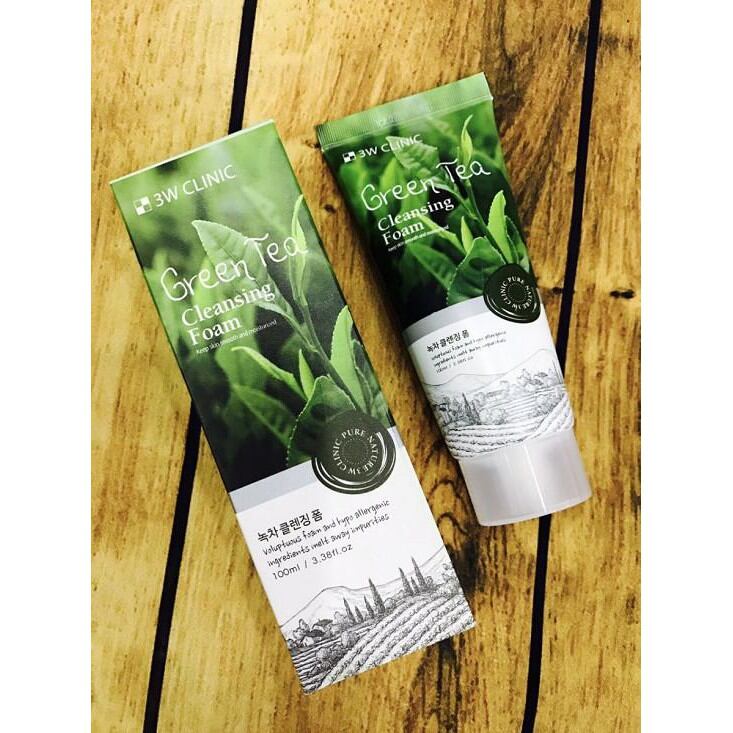 Sữa rửa mặt 3W Clinic Hàn Quốc mẫu mới nhiều loại Trà Xanh/ Gạo 100ml