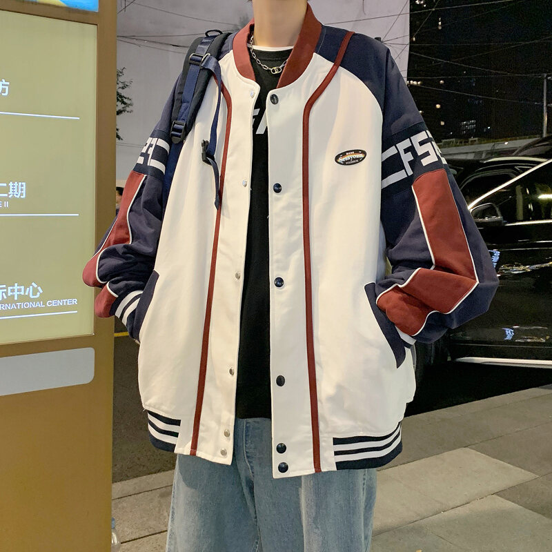 Áo Jacket Màu Tương Phản 2023 Áo Khoác Cổ Điển Đặc Biệt Kiểu Mỹ Mẫu Mới