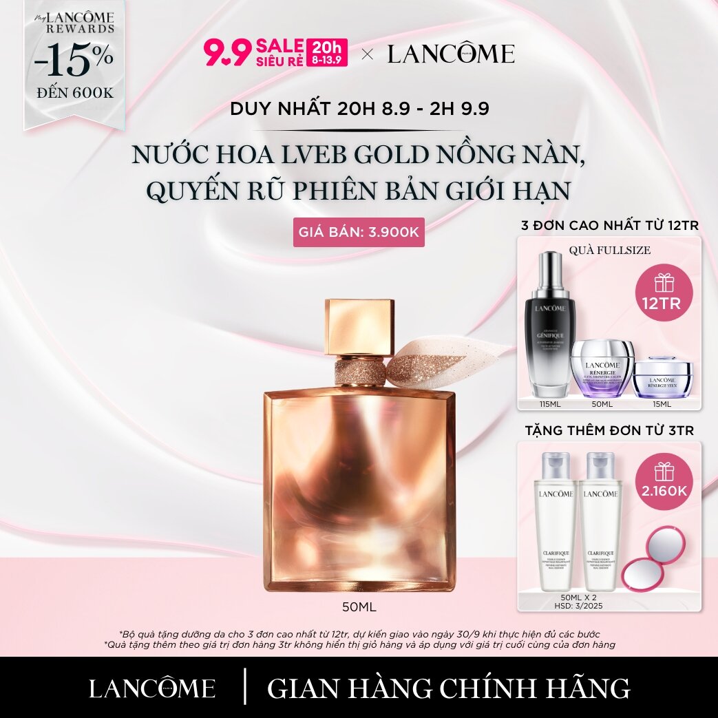 [DUY NHẤT 20H 8.9-9.9 - Voucher 15%] Nước hoa La Vie Est Belle phiên bản giới hạn Gold LExtrait 50ml