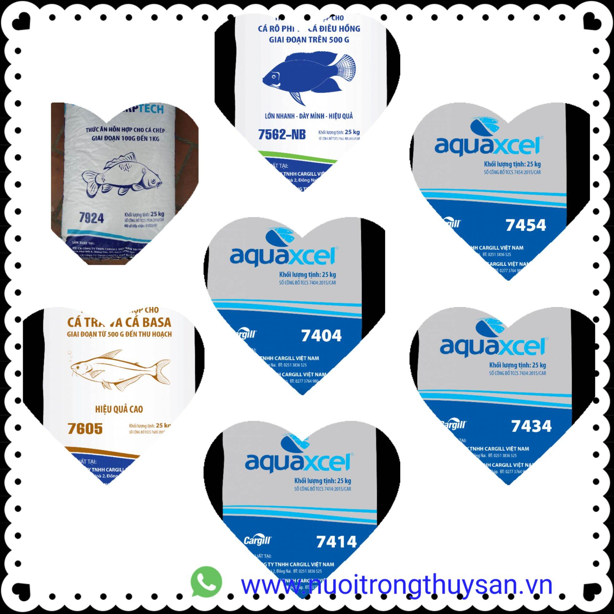 1kg cám cá Cargill các loại 7404, 7414, 7434,7454,7924,7562