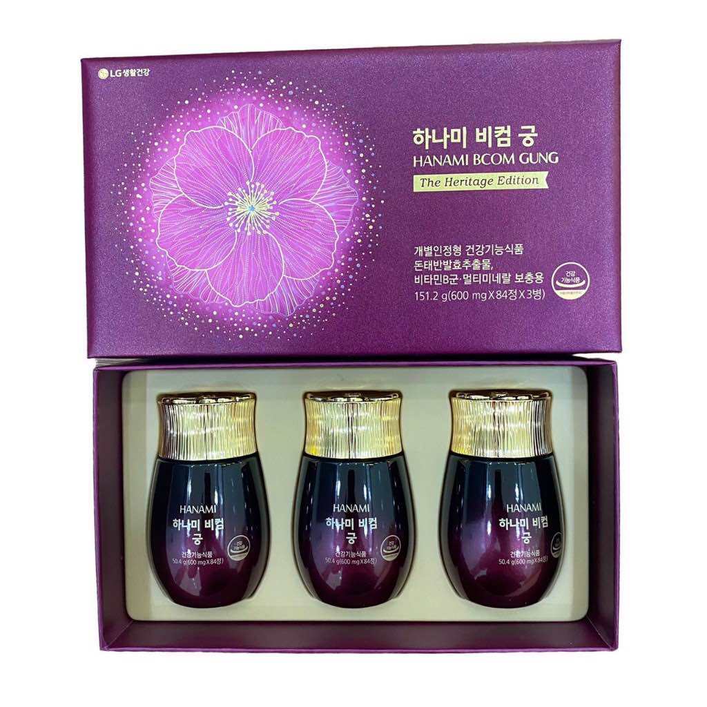 Viên uống đẹp da HANAMI BCOM-Hàn Quốc. Điều hoà nội tiết tố nữ, Lọ 84 Viên