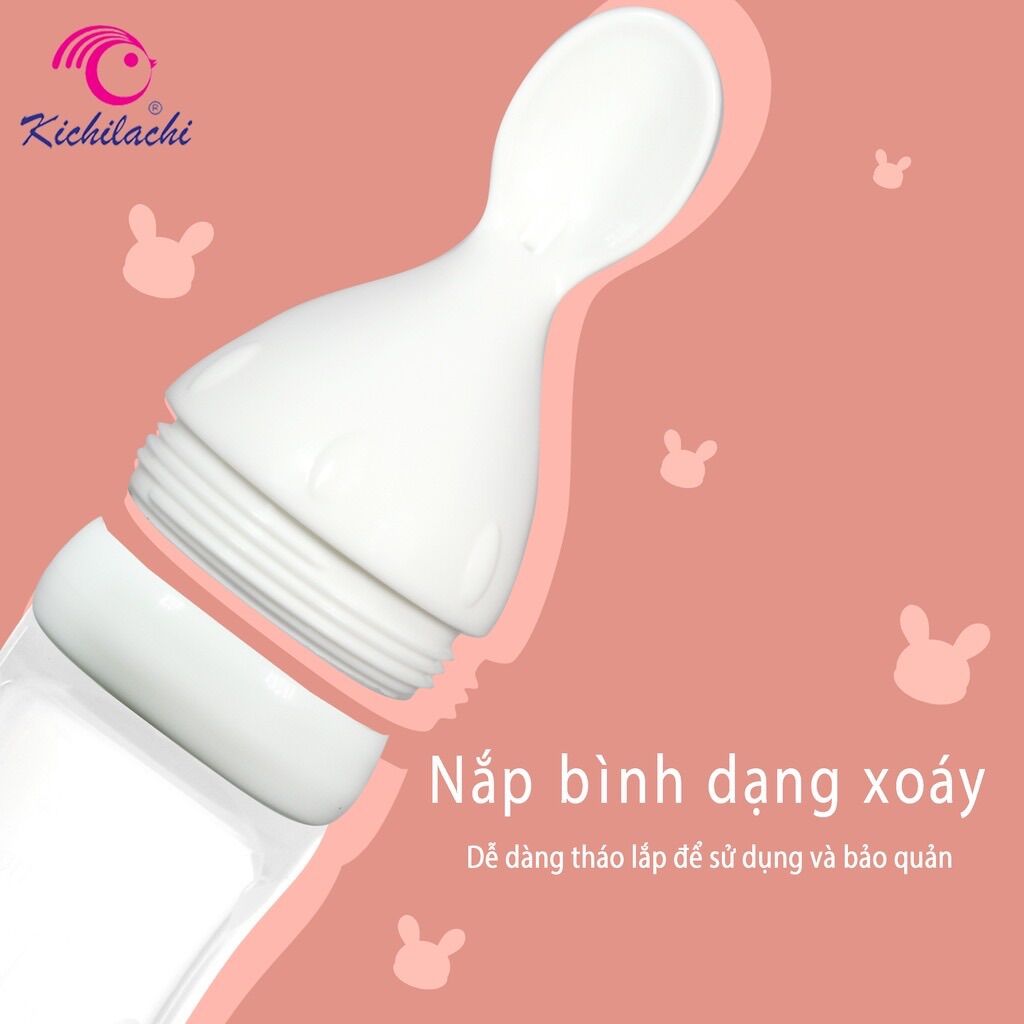 Bình thìa ăn dặm silicon KICHILACHI 125ml