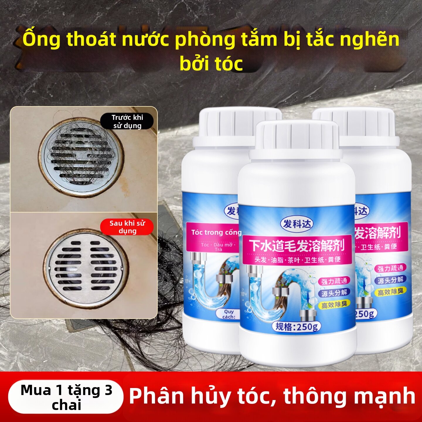 FAKEDA | Dung Dịch Thông Tắc Cống Mạnh Mẽ Cho Tóc Rụng