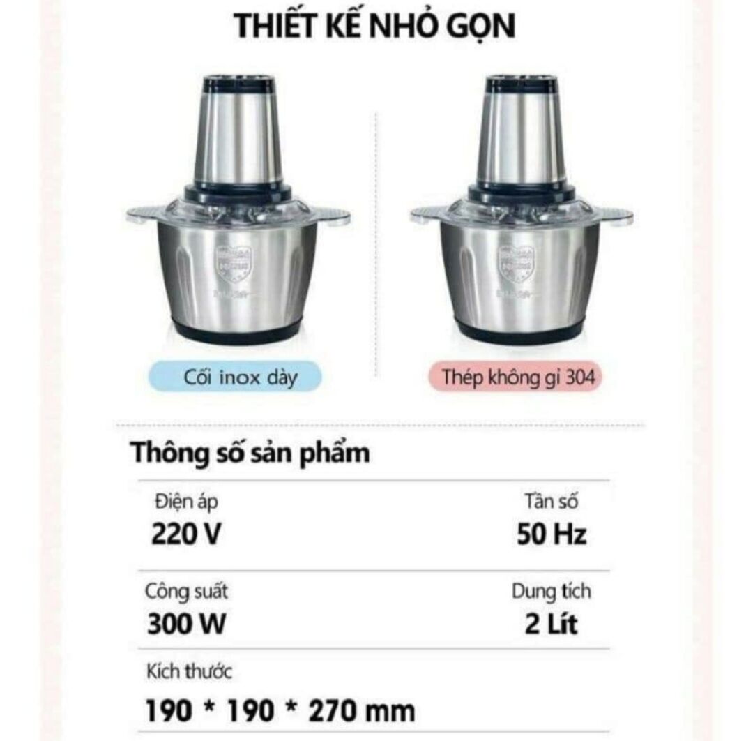 MÁY XAY THỊT ĐA NĂNG FOOD PROCESSOR CỐI INOX 2 LÍT