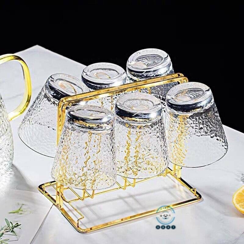 Bộ 6 ly thuỷ tinh chịu nhiệt, cốc thuỷ tinh hoạ tiết vân,dáng loe