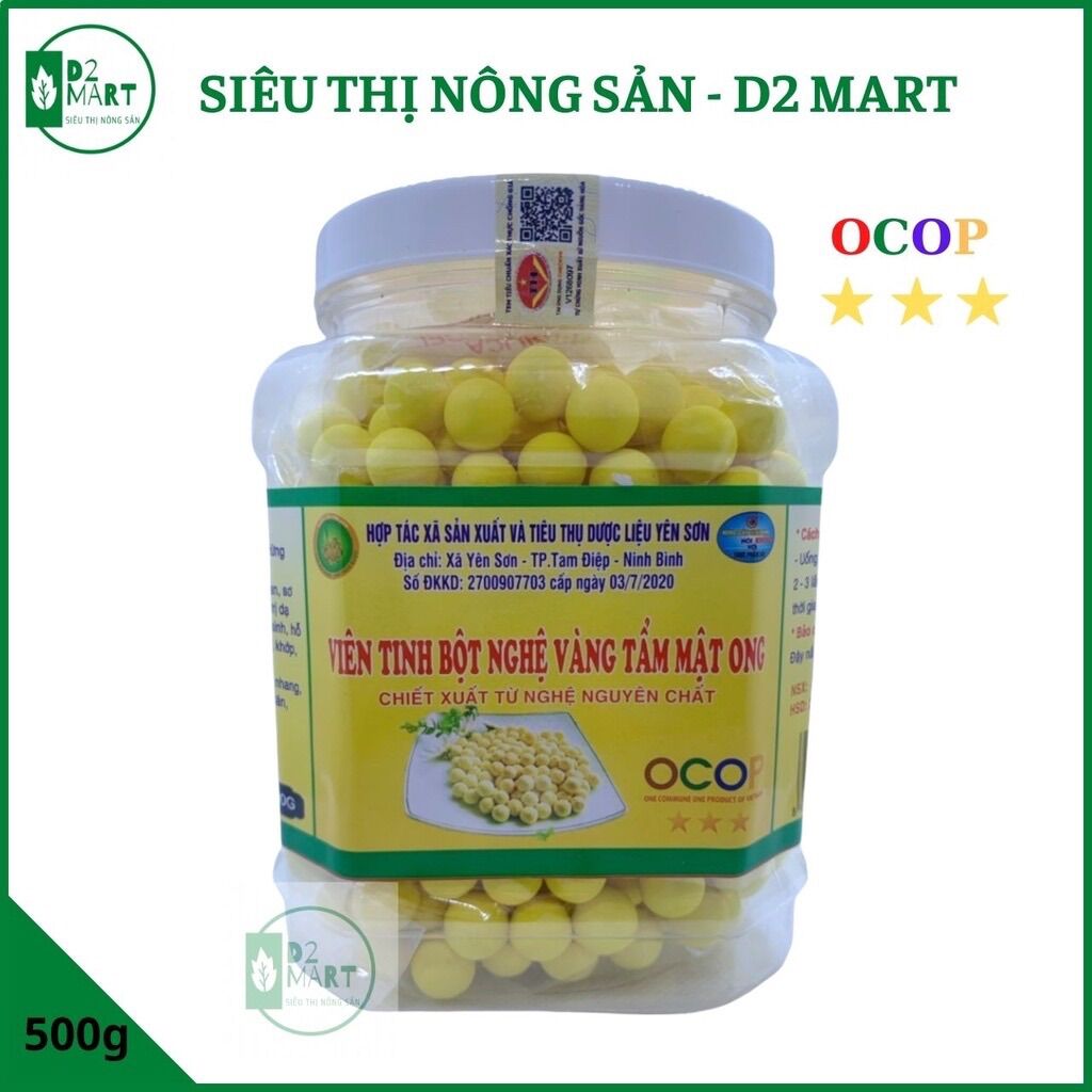 Viên tinh bột nghệ vàng mật ong yên sơn 500gr-4 sao ocop