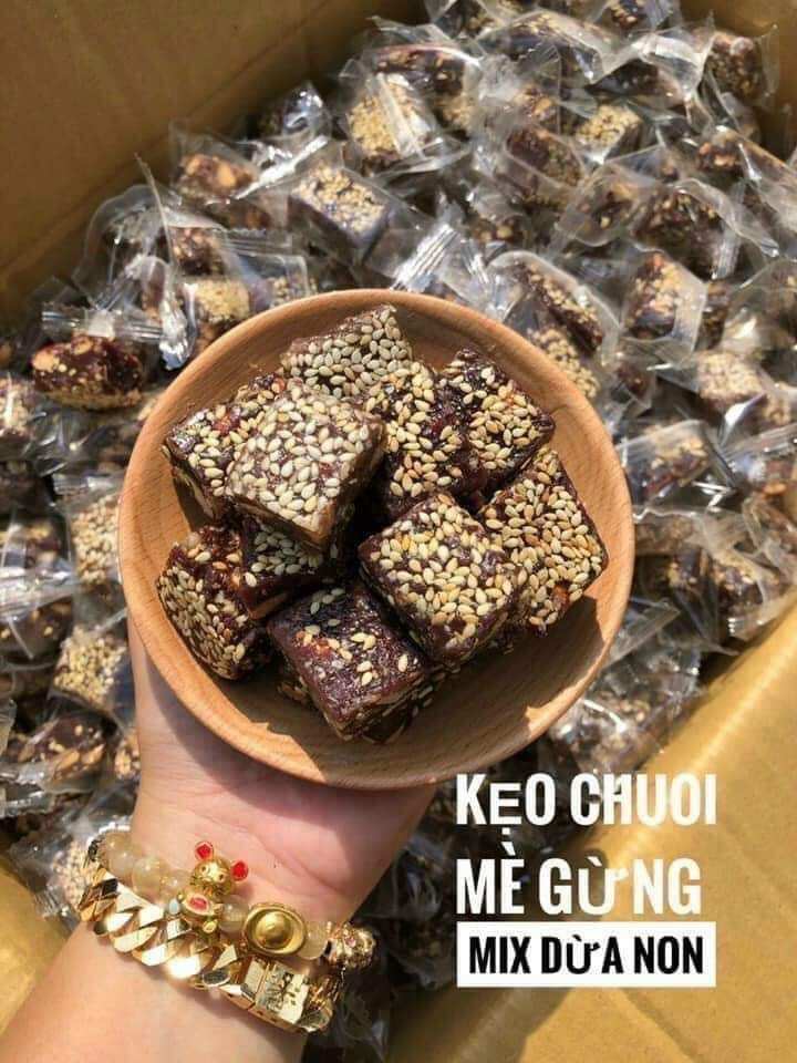 Kẹo chuối mè gừng mix dừa non 1kg