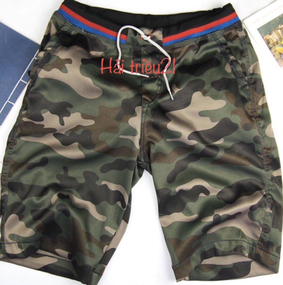 Quần short kaki lưng thun camo nhiều màu ngẫu nhiên HT112