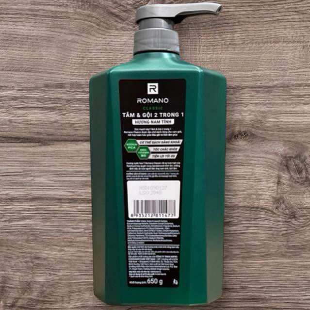 TẮM GỘI NAM ROMANO CLASSIC 650G TÓC MƯỢT THƠM