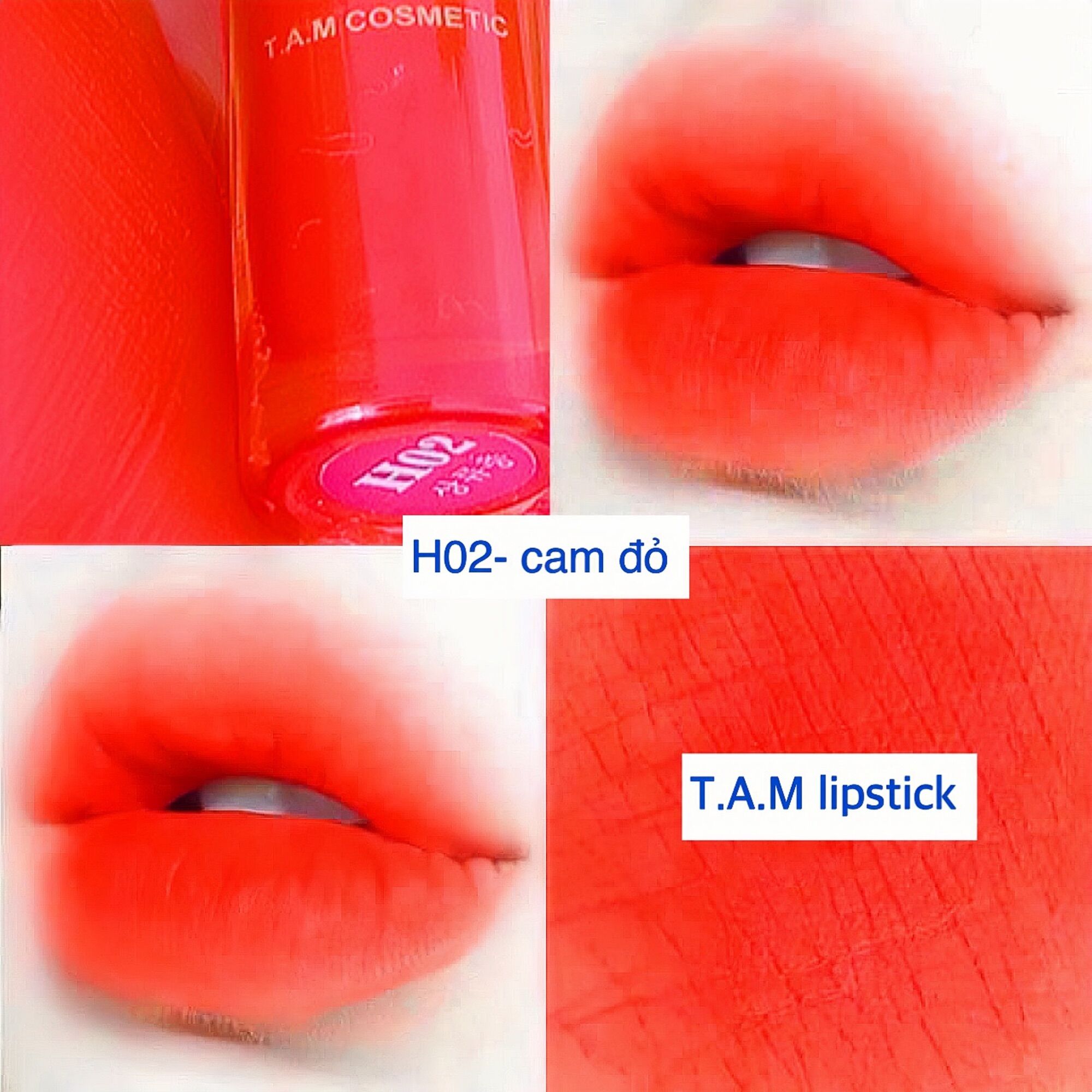 Son màu cam đỏ - đỏ cam h02 son kem lì velvet tint không chì mềm mịn t.a.m luxury