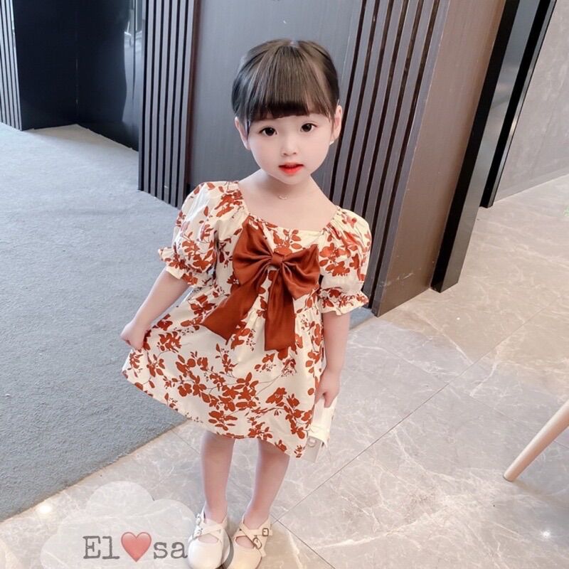 Đầm phối nơ xinh xắn cho bé gái