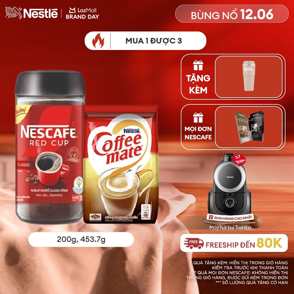 [ƯU ĐÃI THÁNG 6] Combo 1 Hũ Cà Phê Nescafé Red Cup (200g) + 1 Bột kem Nestle Coffee Mate (453.7g)